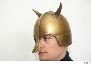 Medieval helmet with horns 1 Medieval gold head helmet horns…